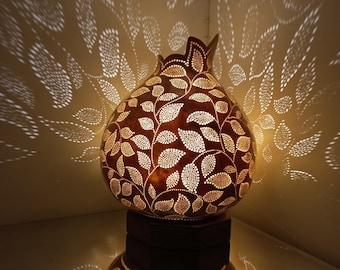 Leaves Handmade Gourd Lamp Christmas Gift Housewarming Gift Ideas Birthday Gift Turkish Lamp Home Living Room Nursery Decor