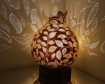 Leaves Handmade Gourd Lamp Christmas Gift Housewarming Gift Ideas Birthday Gift Turkish Lamp Home Living Room Nursery Decor