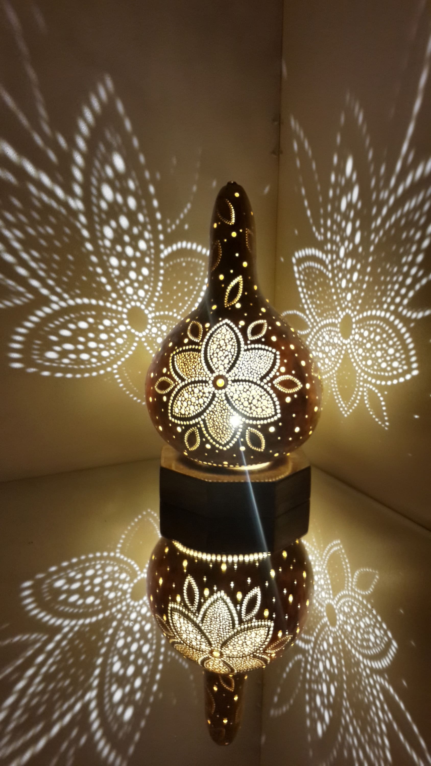 陶器 の ライト KPM Yellow Daisy Turkish Gourd Boho Lamp Calabash Housewarming