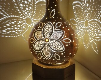 Yellow Daisy Turkish Gourd Boho Lamp Calabash Housewarming