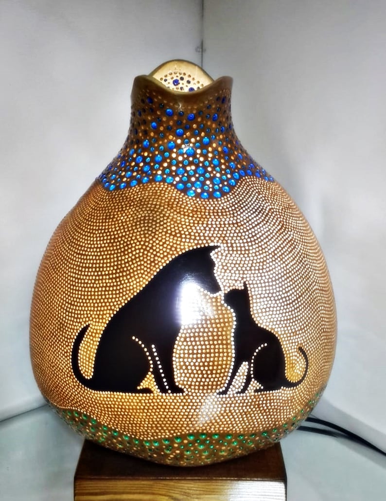 Cats and Dogs Handmade Gourd Lamp Calabash Housewarming Etsy