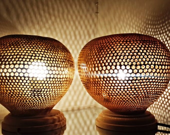 Ensemble de 2 Twin Handmade Gourd Lampe Calabash Pendaison De Crémaillère Anniversaire Idées Cadeaux Lampe Turque Maison Salon Crèche Décor Cadeau de Noël