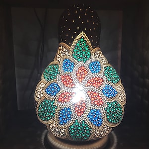 Lámpara de calabaza hecha a mano con flores, ideas para regalos de inauguración de la casa, regalo de cumpleaños, lámpara turca, decoración para el hogar, la sala de estar, la guardería, regalo de Navidad