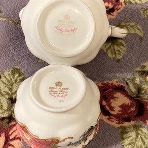 Enchanting Vintage Royal Albert Lady Carlyle Malvern Shape Jug & Open Sugar Bowl, English Bone China. image 3