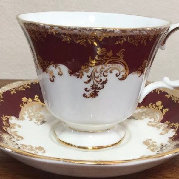 Very Collectable. Vintage Royal Albert 1988 Regina Series, Ruby Footed Tea~Cup & Saucer.