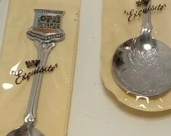 Beautifully Crafted “Exquisite” Vintage Pair of Dessert Spoons in Original packaging.