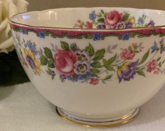 Charming Large Vintage “Royal Grafton” Open Sugar~Bowl. Lovely floral pattern, Made in England, Bone China.