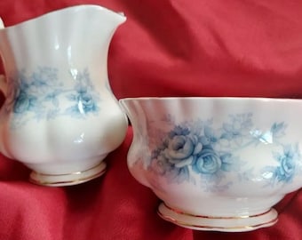 Stunning Vintage ‘Royal Albert’ “Windsor Rose” Creamer & Open Sugar~Bowl. 1st Quality English Bone China.