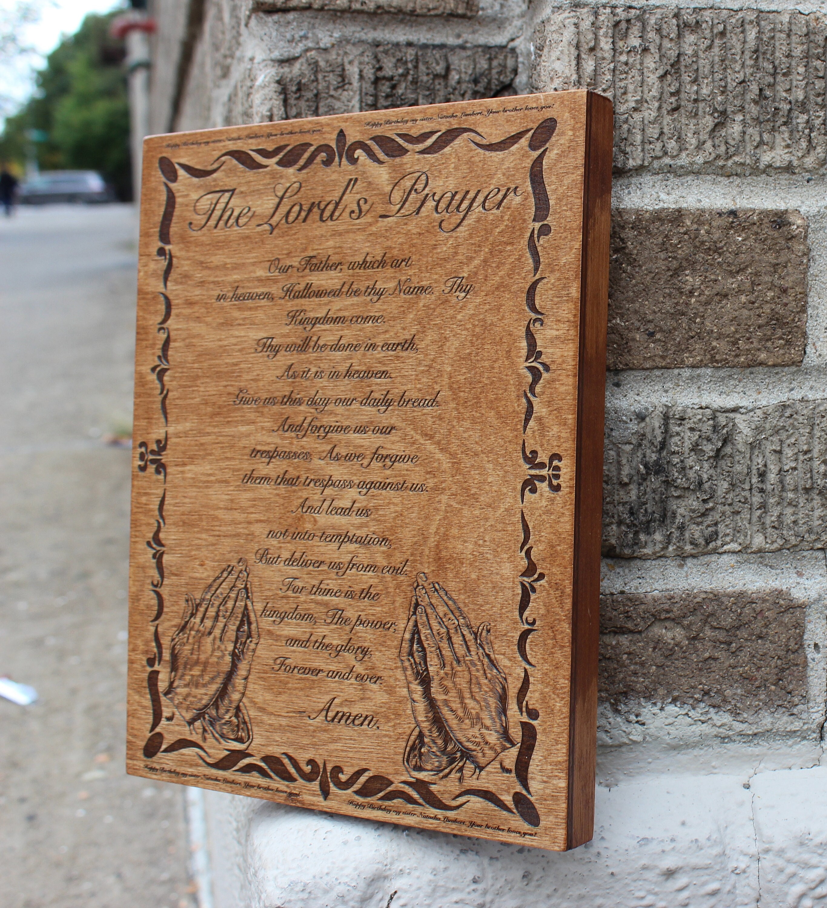 Lord's Prayer 7x9 Engraved Wood Plaque