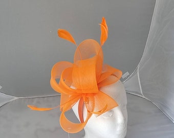 Neue Farbe Orange Farbe Fascinator Hatinator mit Band & Clip Hochzeiten Rennen, Ascot, Kentucky Derby, Melbourne Cup - Small Size