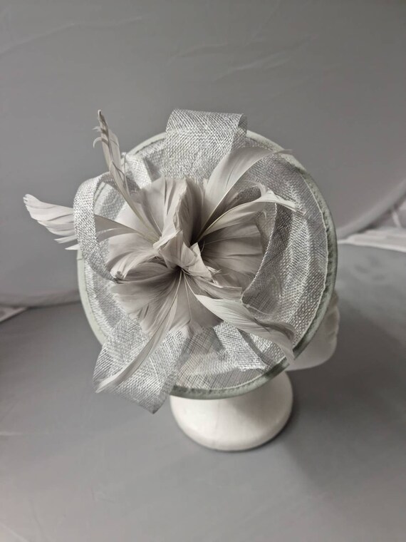 New Light Grey Fascinator Hatinator 