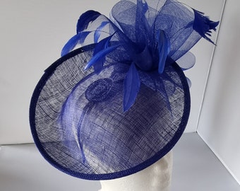 New Royal Blue Round Fascinator Hatinator with Band & Clip Weddings Races, Ascot, Kentucky Derby, Melbourne Cup