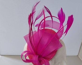 New Fuchsia Colour Fascinator Hatinator with HeadBand Weddings Races, Ascot, Kentucky Derby, Melbourne Cup - Small Size