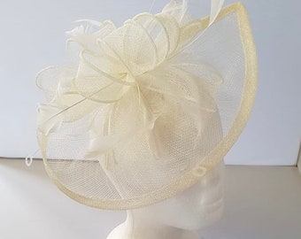 Cream Colour Fascinator Hatinator with Headband More Colors Weddings Races, Ascot, Kentucky Derby, Melbourne Cup