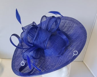 Nuevo tocado de color azul real con cinta para la cabeza y clip para bodas, carreras, Ascot, Derby de Kentucky, Copa de Melbourne