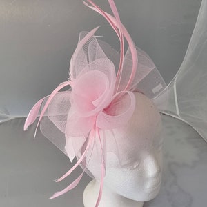 New Baby Pink, Light Pink Colour Fascinator Hatinator with HeadBand Weddings Races, Ascot, Kentucky Derby, Melbourne Cup - Small Size