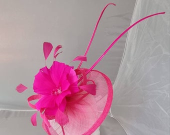 New Hot Pink Colour Fascinator Hatinator with Band & Clip Weddings Races, Ascot, Kentucky Derby, Melbourne Cup