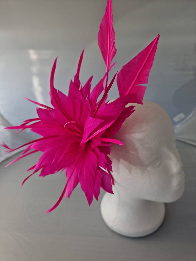 New Hot Pink Fascinator Hatinator with Band & Clip With More Colors Weddings Races, Ascot, Kentucky Derby, Melbourne Cup zdjęcie 4