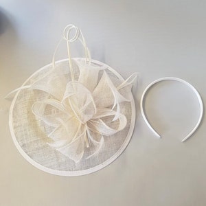 New White Colour Round Fascinator Hatinator with Band & Clip Weddings Races, Ascot, Kentucky Derby, Melbourne Cup image 5