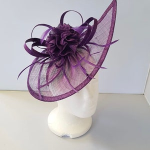 New Dark Purple Fascinator Hatinator with Band & Clip With More Colors Weddings Races, Ascot, Kentucky Derby, Melbourne Cup 画像 3