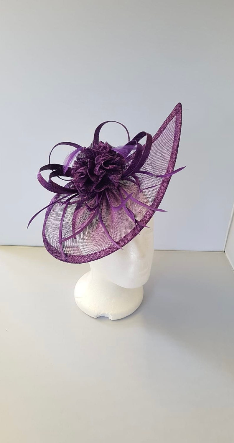 New Dark Purple Fascinator Hatinator with Band & Clip With More Colors Weddings Races, Ascot, Kentucky Derby, Melbourne Cup 画像 3