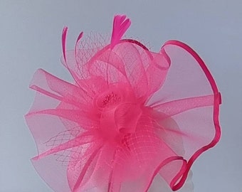 New Hot Pink Colour Fascinator Hatinator with Band & Clip Weddings Races, Ascot, Kentucky Derby, Melbourne Cup