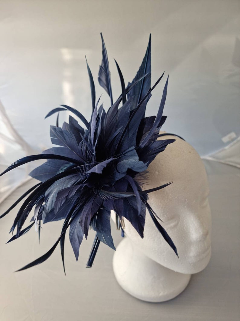 New Navy Blue Fascinator Hatinator with Band & Clip With More Colors Weddings Races, Ascot, Kentucky Derby, Melbourne Cup image 3