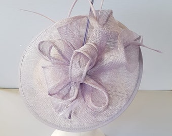 New Lilac Colour Round Fascinator Hatinator with Band & Clip Weddings Races, Ascot, Kentucky Derby, Melbourne Cup