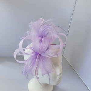 New Lilac Purple,Light Purple Colour Fascinator Hatinator with Band & Clip Weddings Races, Ascot, Kentucky Derby, Melbourne Cup Small Size image 1