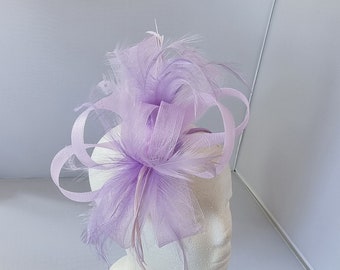 Fascinator Hatinator lilas violet, violet clair avec bague et clip pour mariages, courses, Ascot, Kentucky Derby, Melbourne Cup - Petite taille