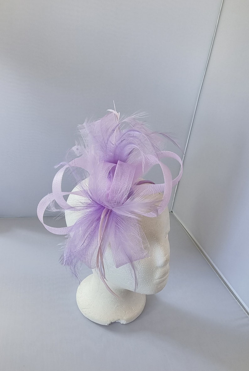 New Lilac Purple,Light Purple Colour Fascinator Hatinator with Band & Clip Weddings Races, Ascot, Kentucky Derby, Melbourne Cup Small Size image 1