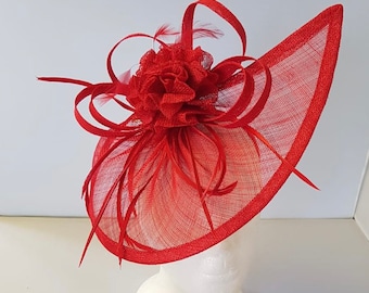 New Red Colour Fascinator Hatinator with Band & Clip With More Colors Weddings Races, Ascot, Kentucky Derby, Melbourne Cup