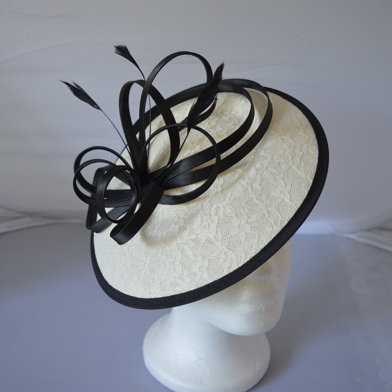 New Cream Black Round Fascinator Hatinator With Band & Clip Etsy UK