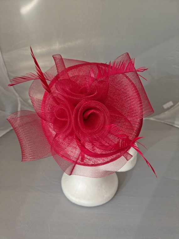 New Wine Red Round Fascinator Hatinator 