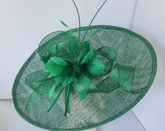New Large Green Colour Fascinator Hatinator with Headband With More Colors Weddings Races, Ascot, Kentucky Derby, Melbourne Cup