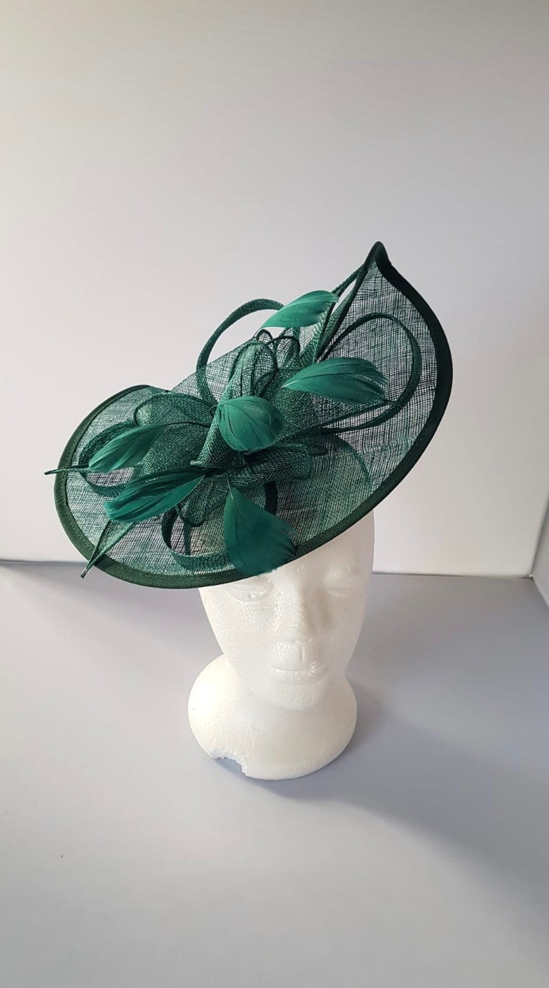 New Green Colour Fascinator Hatinator with Band & Clip With More Colors Weddings Races, Ascot, Kentucky Derby, Melbourne Cup zdjęcie 4