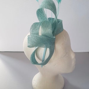 New Turquoise Blue Colour Fascinator Hatinator with HeadBand Weddings Races, Ascot, Kentucky Derby, Melbourne Cup Small Size image 1