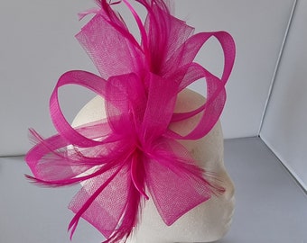 New Hot Pink Colour Fascinator Hatinator with Band & Clip Weddings Races, Ascot, Kentucky Derby, Melbourne Cup - Small Size