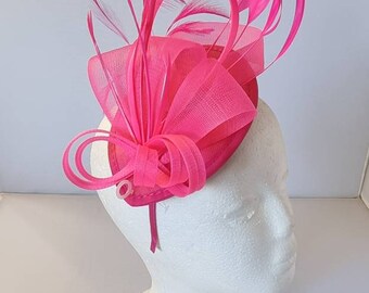 New Pink Colour Fascinator Hatinator with HeadBand Weddings Races, Ascot, Kentucky Derby, Melbourne Cup - Small Size