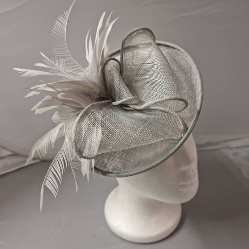 New Light Grey Fascinator Hatinator With Headband & Clip Etsy