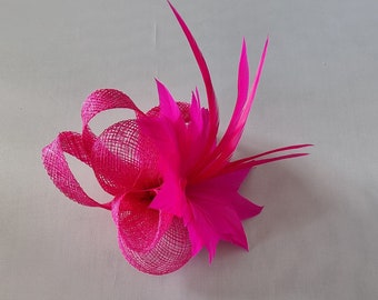New Hot Pink Colour Flower Hatinator with Clip Weddings Races, Ascot, Kentucky Derby, Melbourne Cup - Small Size