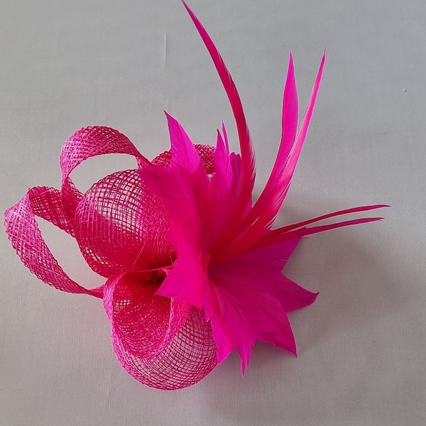 New Hot Pink Colour Flower Hatinator with Clip Weddings Races, Ascot, Kentucky Derby, Melbourne Cup - Small Size