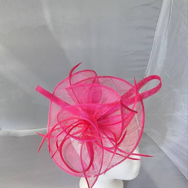 New Hot Pink Fascinator Hatinator with Band & Clip Weddings Races, Ascot, Kentucky Derby, Melbourne Cup