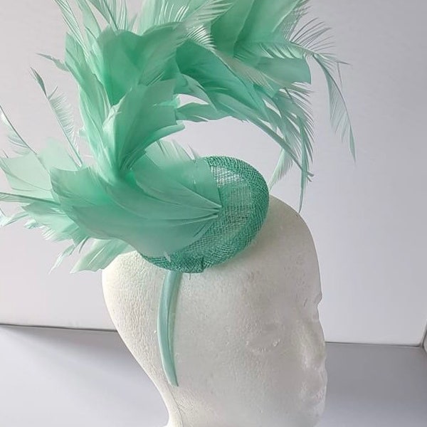 New Mint Green Colour Fascinator Hatinator with Band & Clip With More Colors Weddings Races, Ascot, Kentucky Derby, Melbourne Cup