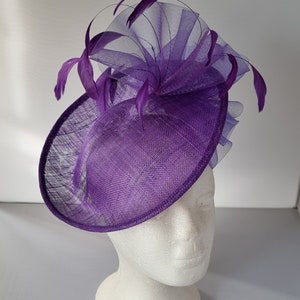 New Purple Round Fascinator Hatinator with Band & Clip Weddings Races, Ascot, Kentucky Derby, Melbourne Cup