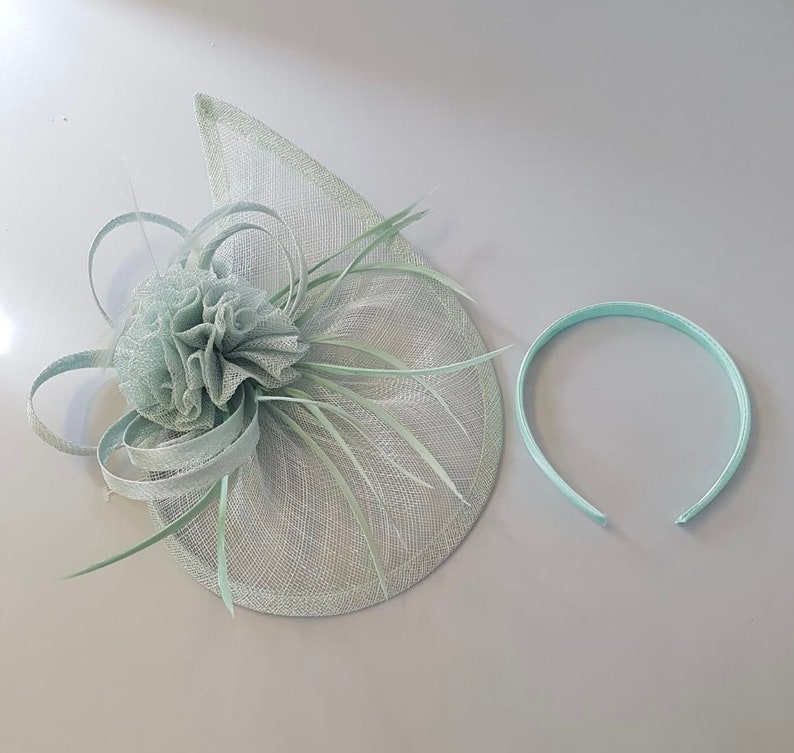 New Aqua Colour Fascinator Hatinator with Band & Clip With More Colors Weddings Races, Ascot, Kentucky Derby, Melbourne Cup image 5