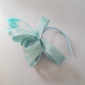 New Turquoise Blue Colour Fascinator Hatinator with HeadBand Weddings Races, Ascot, Kentucky Derby, Melbourne Cup Small Size image 5