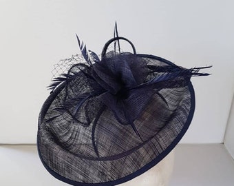 New Navy Blue Fascinator Hatinator with Band & Clip With More Colors Weddings Races, Ascot, Kentucky Derby, Melbourne Cup
