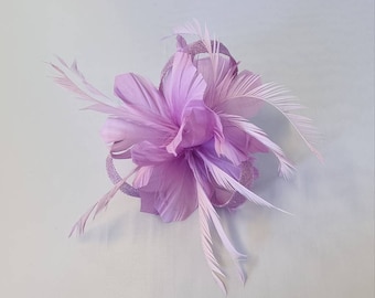 New Light Purple ,Lilac Purple Colour Flower Hatinator with Clip Weddings Races, Ascot, Kentucky Derby, Melbourne Cup - Small Size