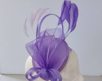 New Light Purple Colour Fascinator Hatinator with HeadBand Weddings Races, Ascot, Kentucky Derby, Melbourne Cup - Small Size